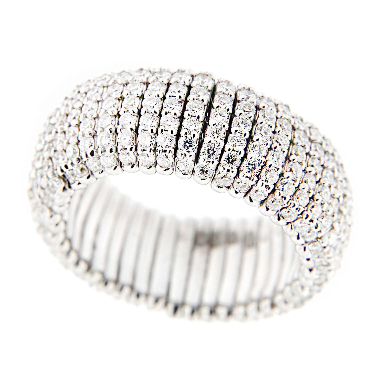 Jona White Diamond 18 Karat White Gold Flexible Ring