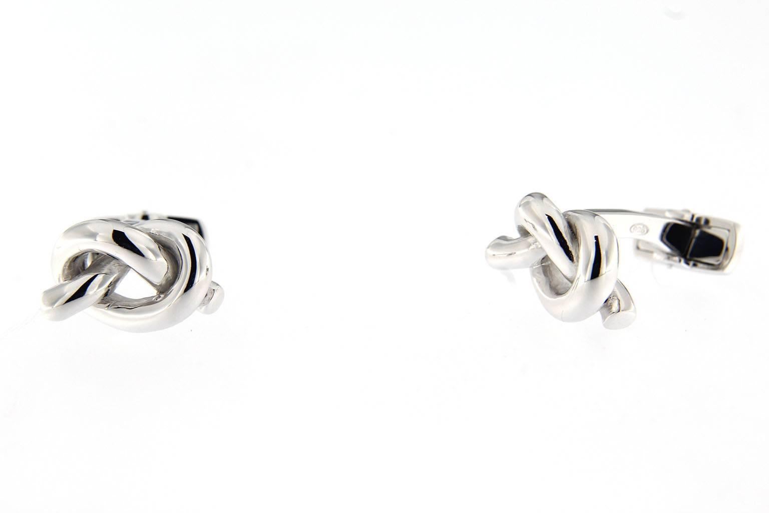 Jona Sterling Silver Knot Cufflinks In New Condition In Torino, IT