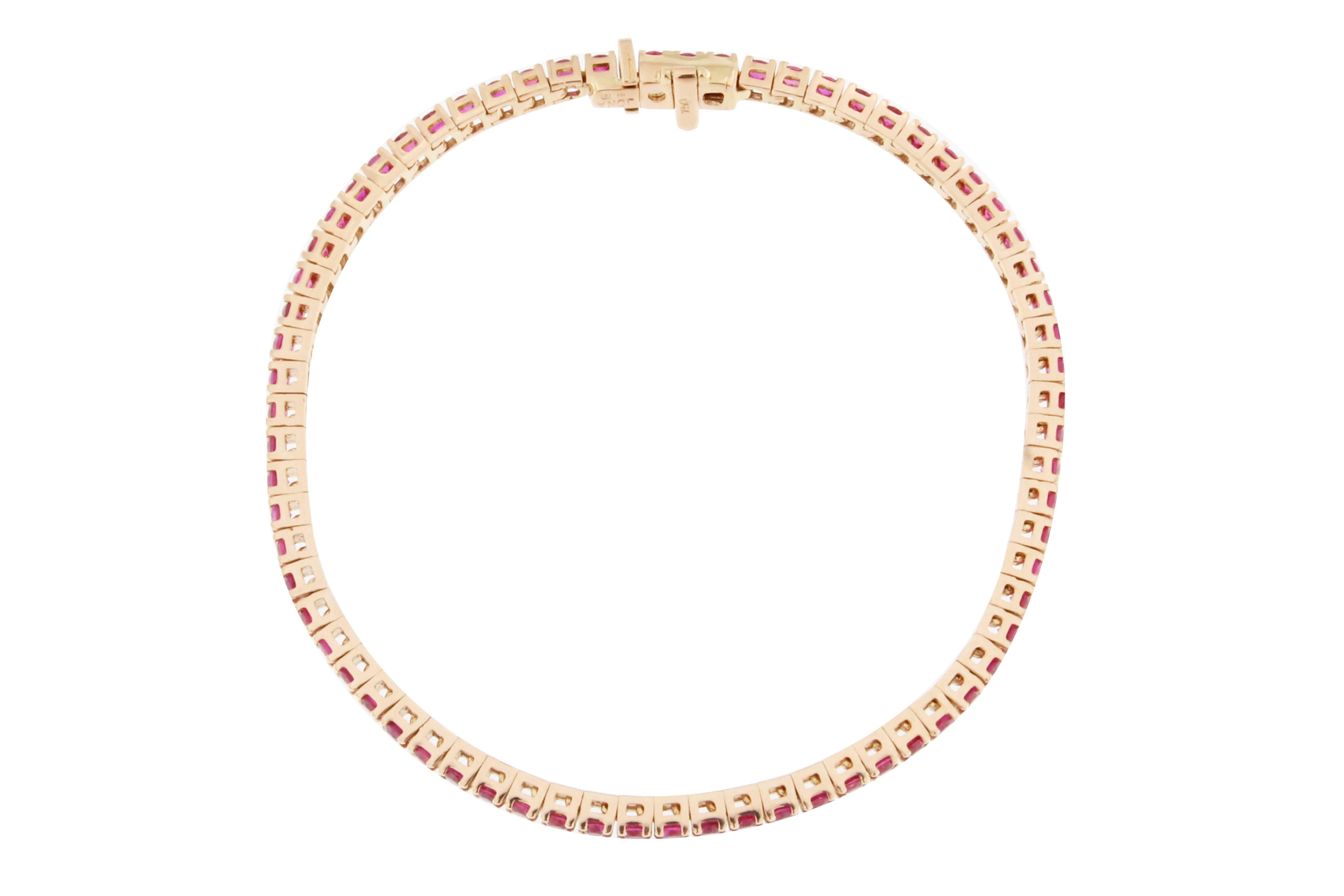 Jona Pink Sapphire 18 Karat Rose Gold Tennis Bracelet In New Condition In Torino, IT