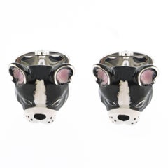 Jona Sterling Silver Enamel Dog Cufflinks