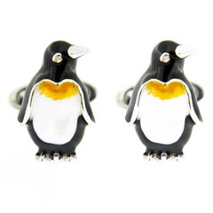 Jona Sterling Silver Enamel Penguin Cufflinks