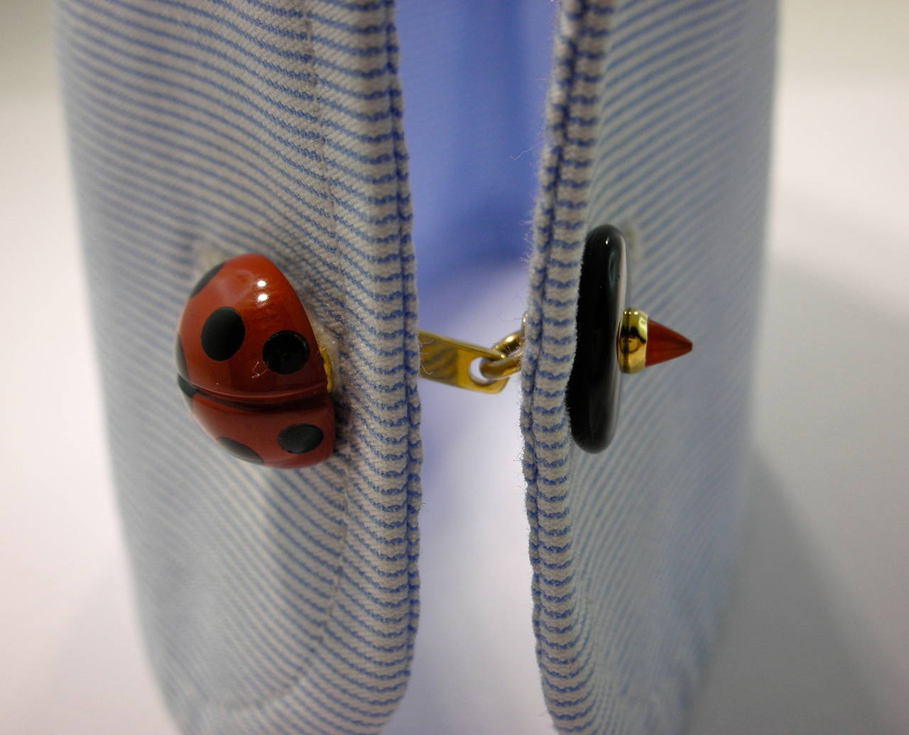 Jona Red Jasper Onyx Gold Ladybug Cufflinks 2