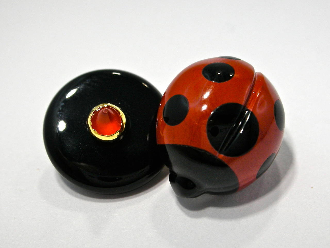Women's or Men's Jona Red Jasper Onyx Gold Ladybug Cufflinks