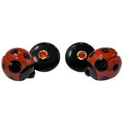 Jona Red Jasper Onyx Gold Ladybug Cufflinks