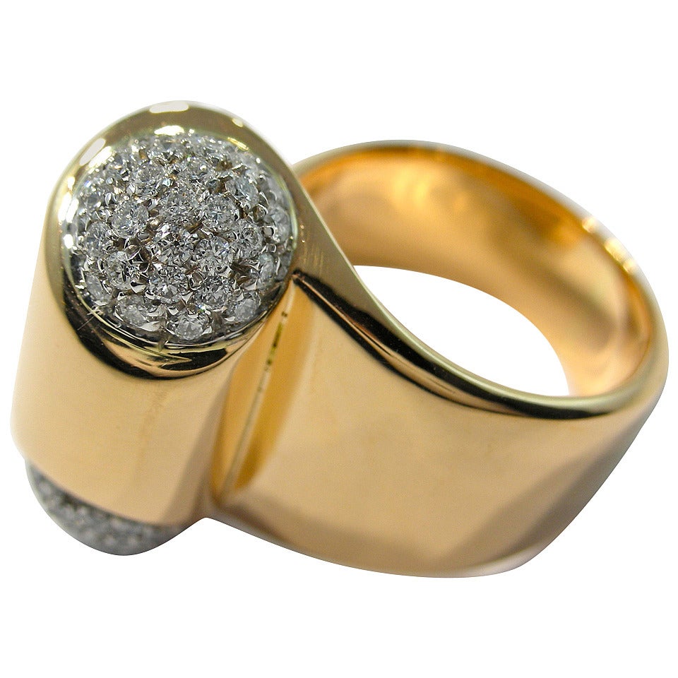 Bulgari Diamond Gold Pinkie Ring