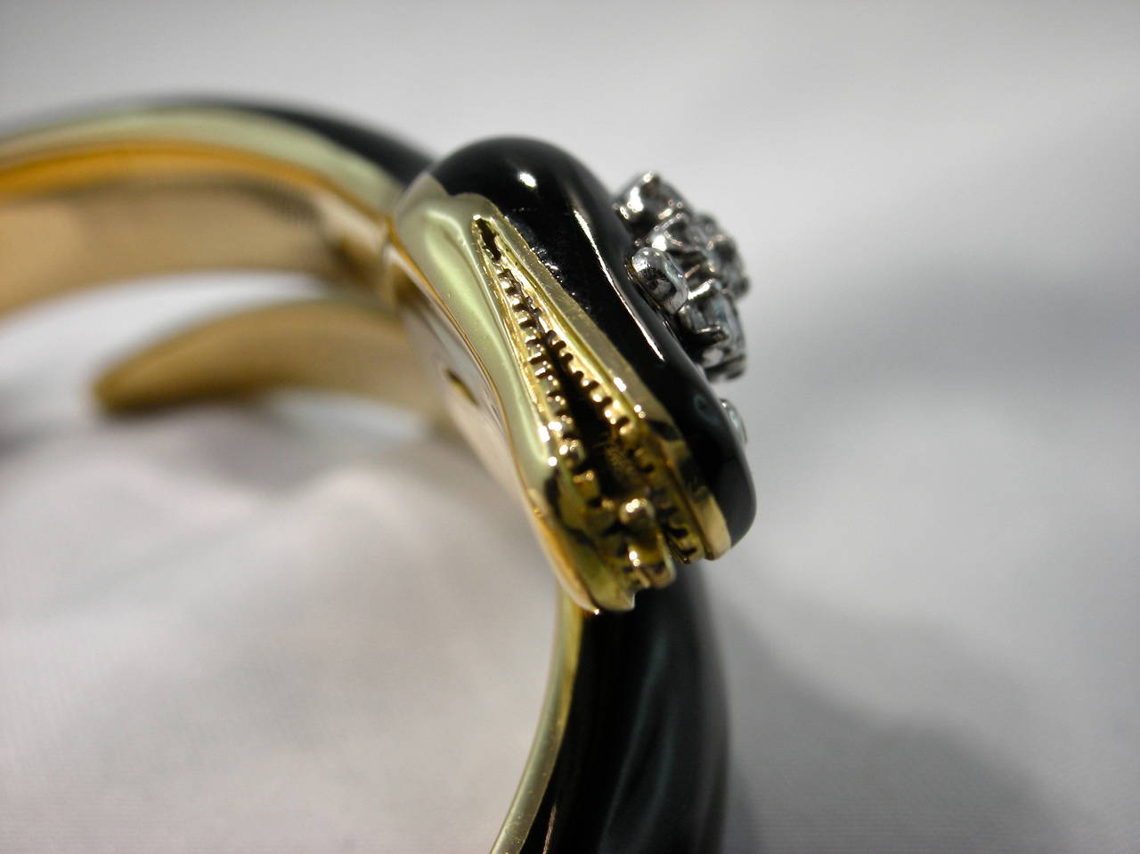 Women's Enamel Diamond Gold Snake Bangle Bracelet