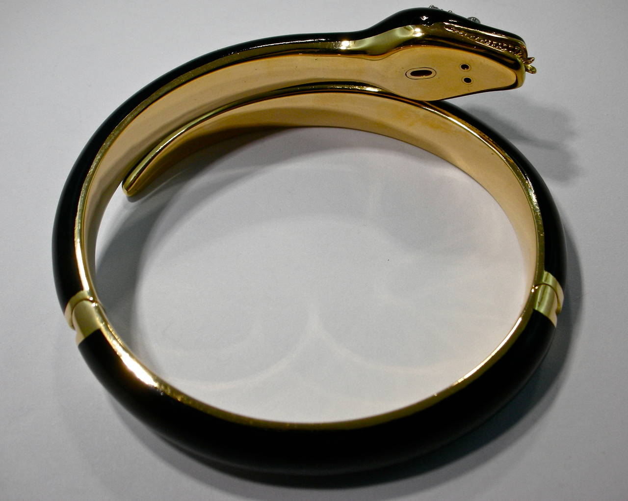 Enamel Diamond Gold Snake Bangle Bracelet 3