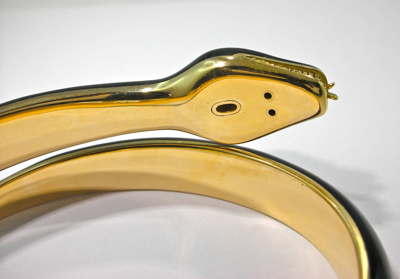 Enamel Diamond Gold Snake Bangle Bracelet 4