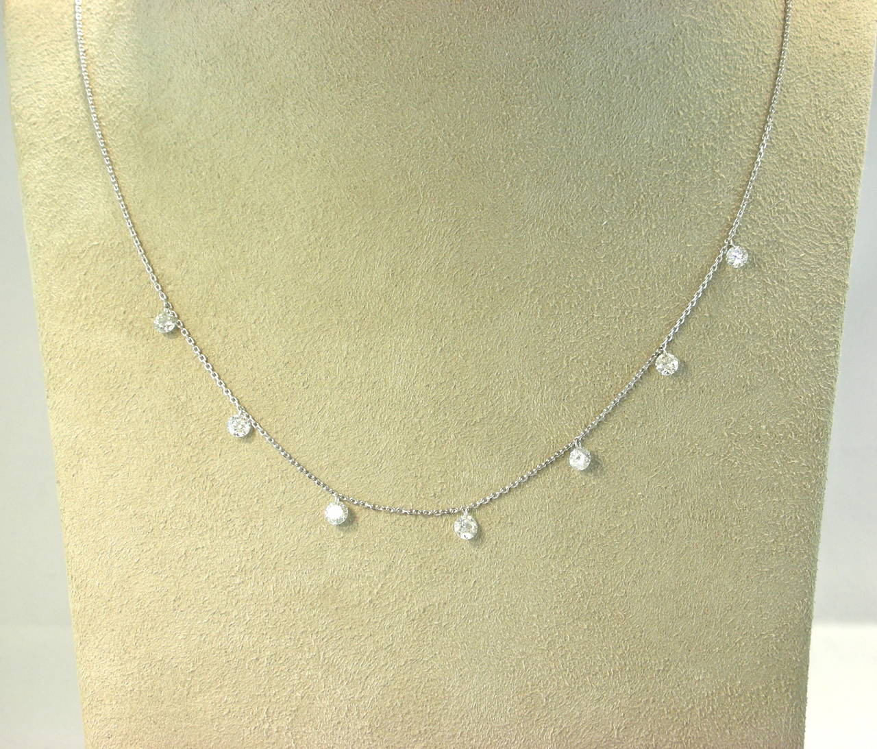 Jona Floating Diamond Platinum Chain Necklace In New Condition In Torino, IT