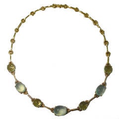 Jona Prehnite Citrine Diamond Yellow Gold Necklace 11