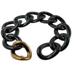 Jona High Tech Black Ceramic Gold Curb Link Bracelet 8
