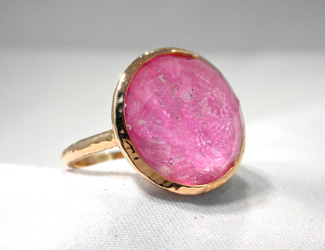 Jona Rubellite Mother of Pearl & Quartz Gold Ring