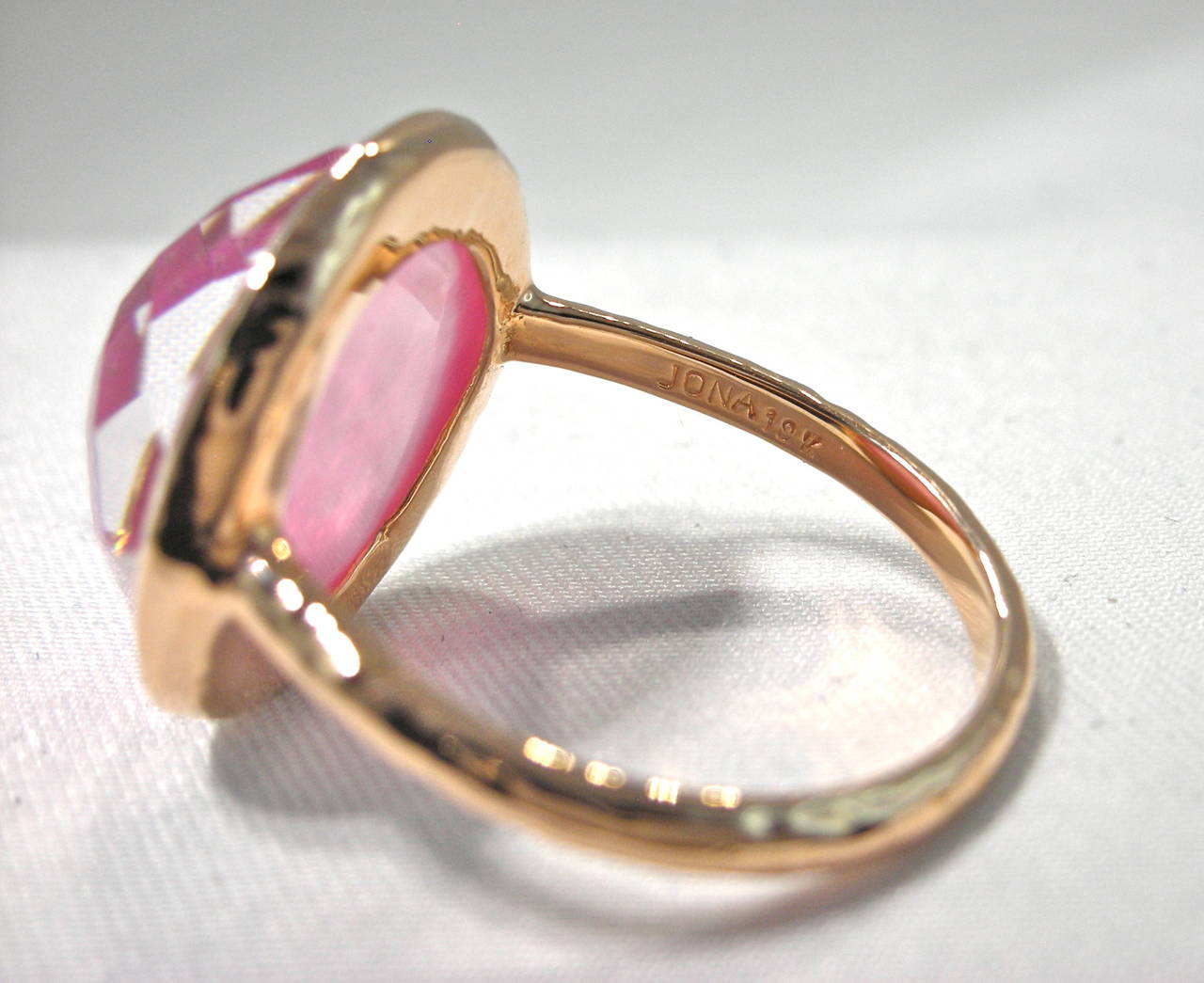 Jona Rubellite Mother of Pearl & Quartz Gold Ring 2