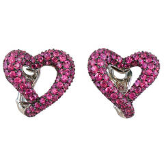 Jona Open Heart Intense Pink Sapphire Gold Earrings 10