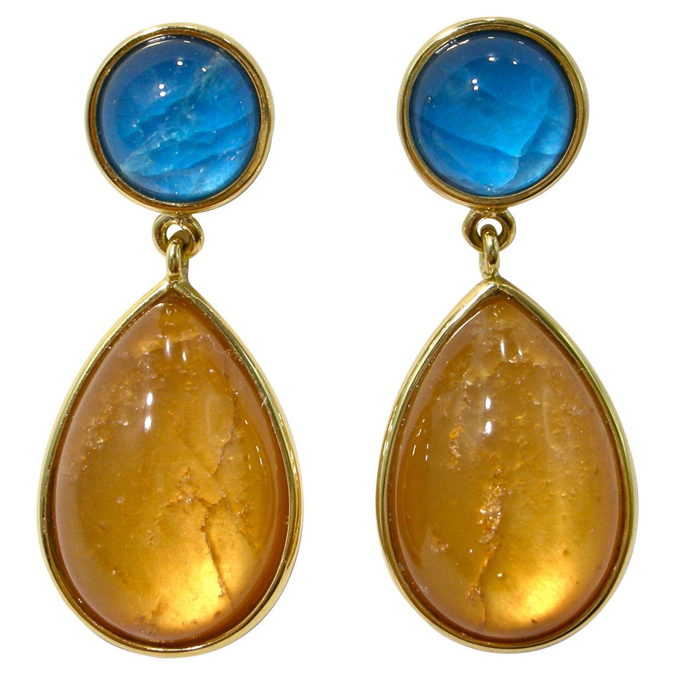 Jona Spessartite Apatite Quartz Gold Drop Earrings