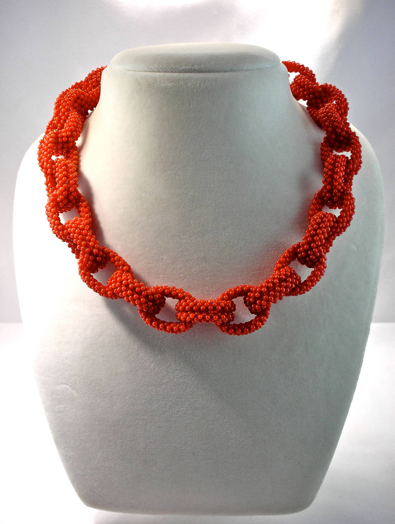 Mediterranean Coral Bead Chain Necklace In New Condition In Lugano, CH