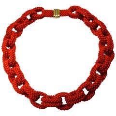 Mediterranean Coral Bead Chain Necklace