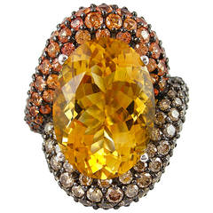 Jona Citrine Orange Sapphire Brown Diamond Gold Ring