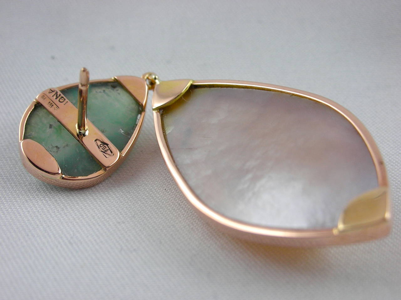 Jona Spessartite Green Opal & Quartz Gold Drop Earrings In New Condition In Torino, IT