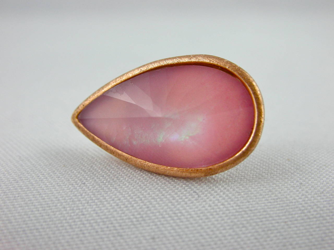 Pear Cut Jona Pink Opal Quartz 18 Karat Brushed Rose Gold Stud Earrings