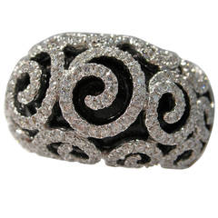 Jona Multi Spiral Black Agate Diamond Gold Dome Ring 12