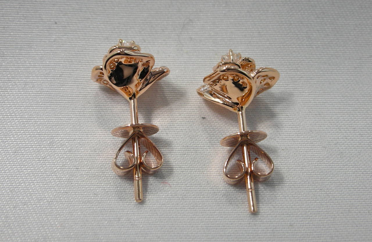 Jona Diamond Gold Roses Stud Earrings 1