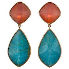 Jona Apatite Pink Opal Quartz Gold Drop Earrings 11