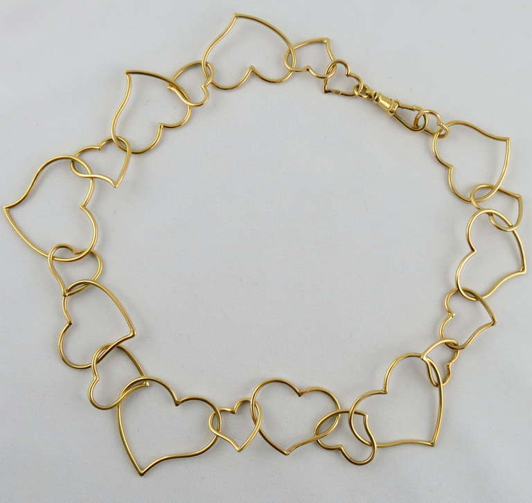 Jona Gold Multi Heart Link Chain Necklace For Sale at 1stdibs
