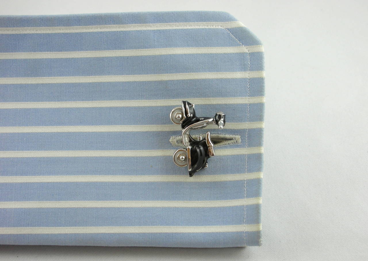 Jona Enamel Silver Scooter Cufflinks 4