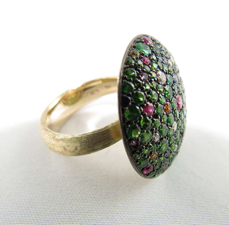 Jona Tutti Frutti Pave Gold Cocktail Ring