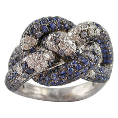 Jona Sapphire Diamond Pavé Gold Knot Ring