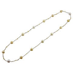 Jona South Sea Pearl Briolette Cut Diamond Sautoir 18 Karat Yellow Gold Necklace