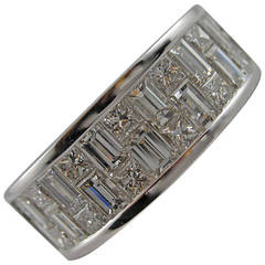 Jona Baguette and Carre Diamond Gold Band Ring 5