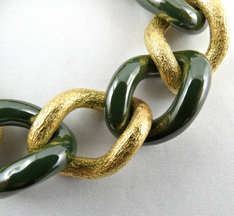 Jona High-Tech Green Ceramic Yellow Gold Curb-Link Bracelet In New Condition In Torino, IT
