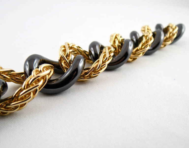 Jona High-Tech Black Ceramic Gold Curb-Link Bracelet In New Condition In Torino, IT