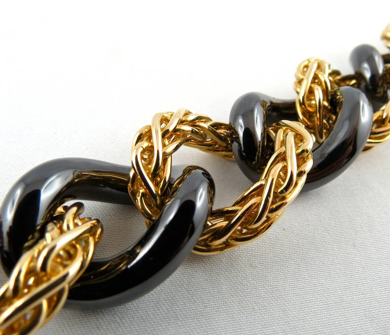 Women's Jona High-Tech Black Ceramic Gold Curb-Link Bracelet