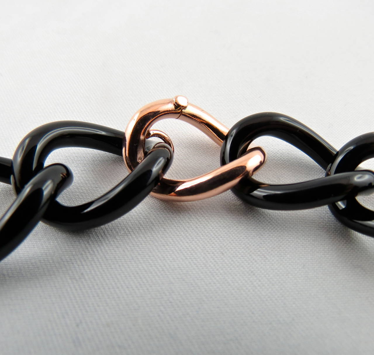 Women's Jona Black Agate 9 Karat Rose Gold Curb Link Necklace
