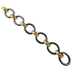 Jona High-Tech Black Ceramic Yellow Gold Link Bracelet 8