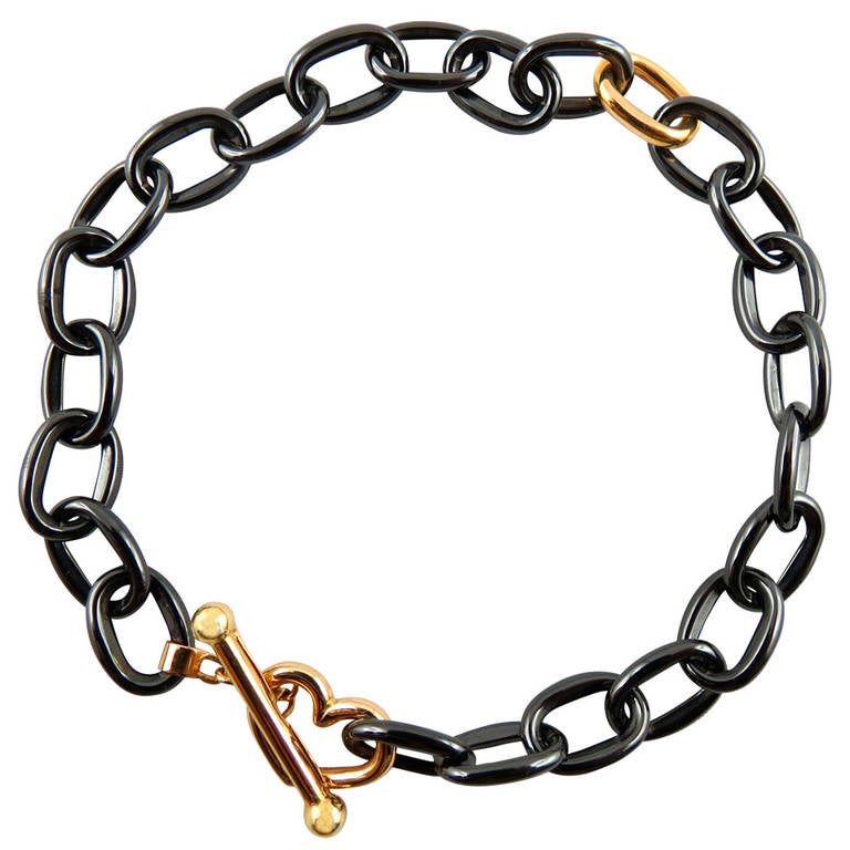 Jona High-Tech Black Ceramic Rose Gold Chain Bracelet