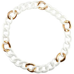 Jona High-Tech White Ceramic Gold Curb-Link Necklace 3