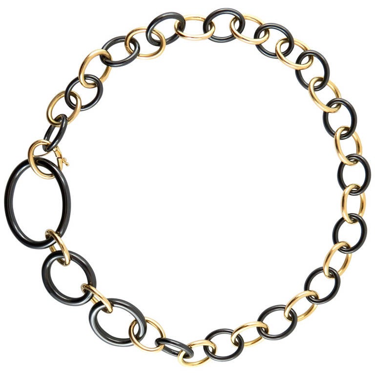 Jona High-Tech Black Ceramic Gold Chain Necklace