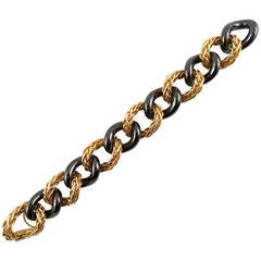 Jona High-Tech Black Ceramic Gold Curb-Link Bracelet
