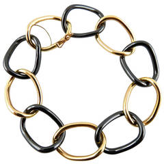 Jona High-Tech Black Ceramic Gold Groumette Link Bracelet 8