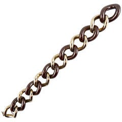 Jona High-Tech Brown Ceramic Gold Curb-Link Bracelet