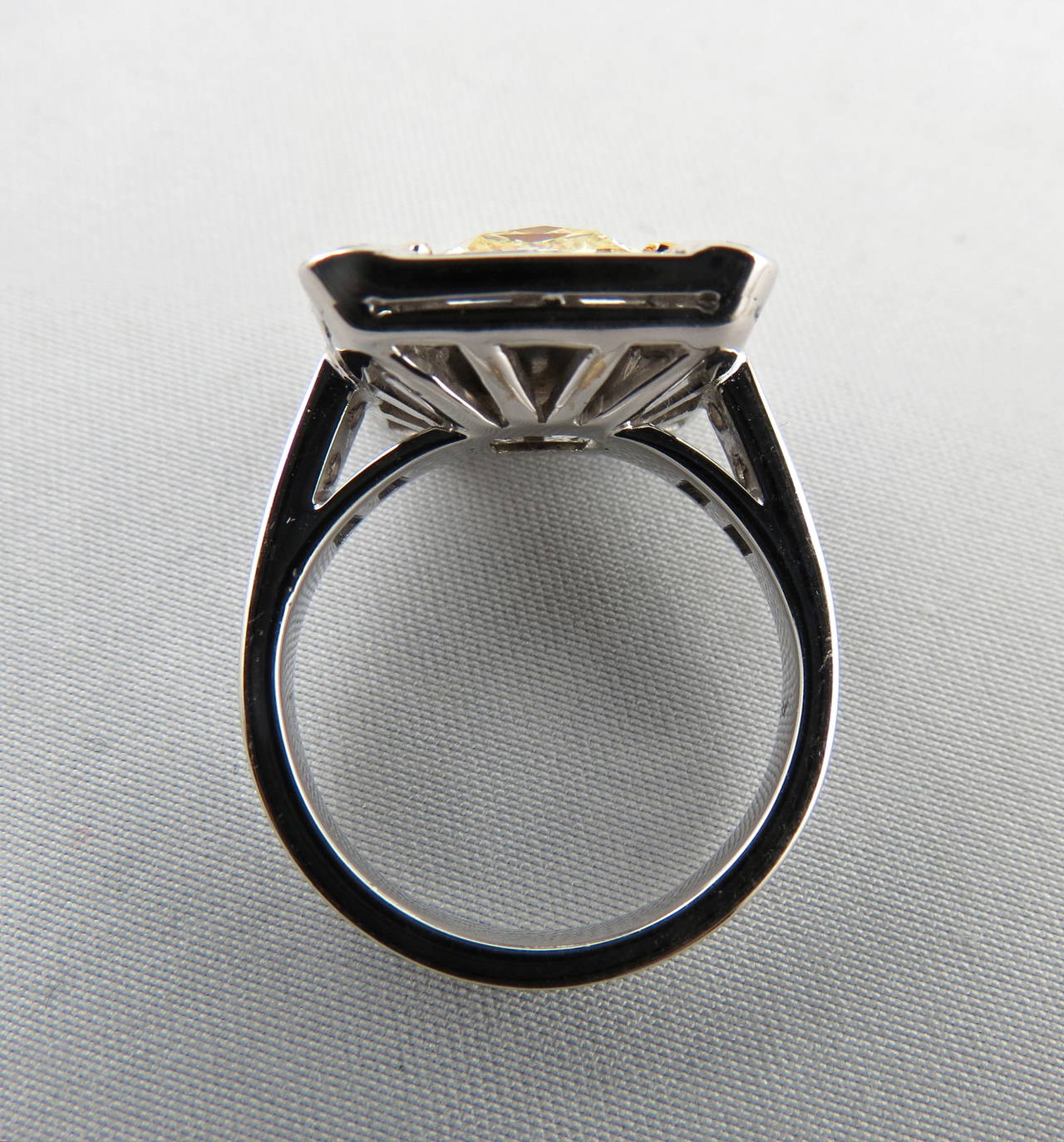 Women's 4.01 Carat GIA Cert Natural Fancy Intense Yellow Radiant Cut Diamond Ring