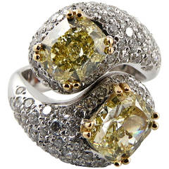 Jona Crossover Fancy Yellow GIA Cert Diamond Gold Cocktail Ring