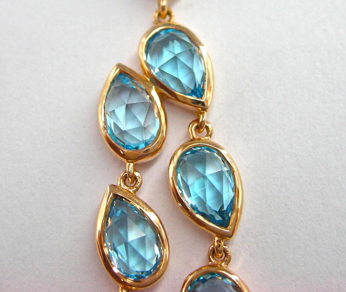 Jona Blue Topaz 18 Karat Rose Gold Articulated Dangle Earrings 1