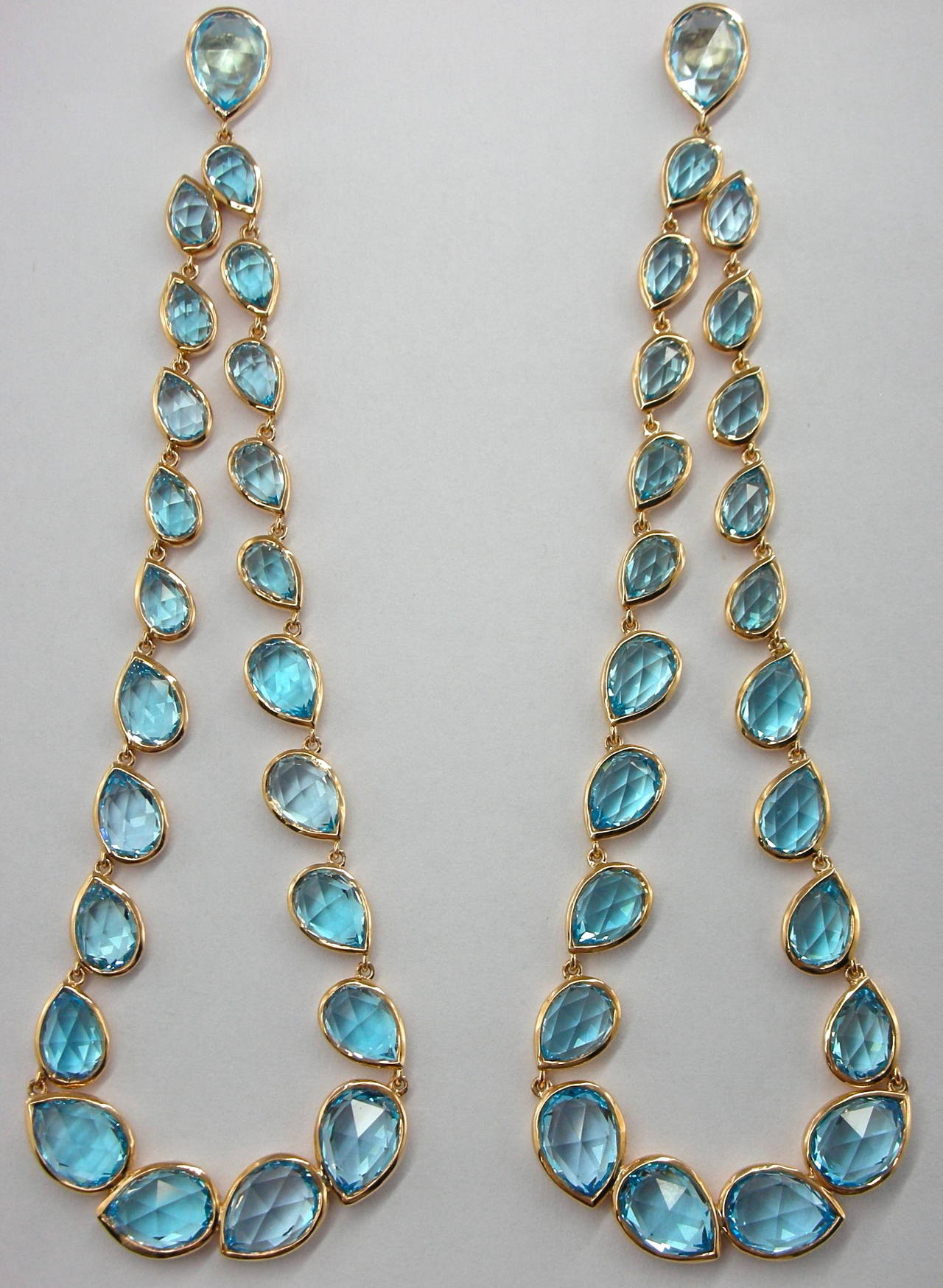 Jona Blue Topaz 18 Karat Rose Gold Articulated Dangle Earrings 2