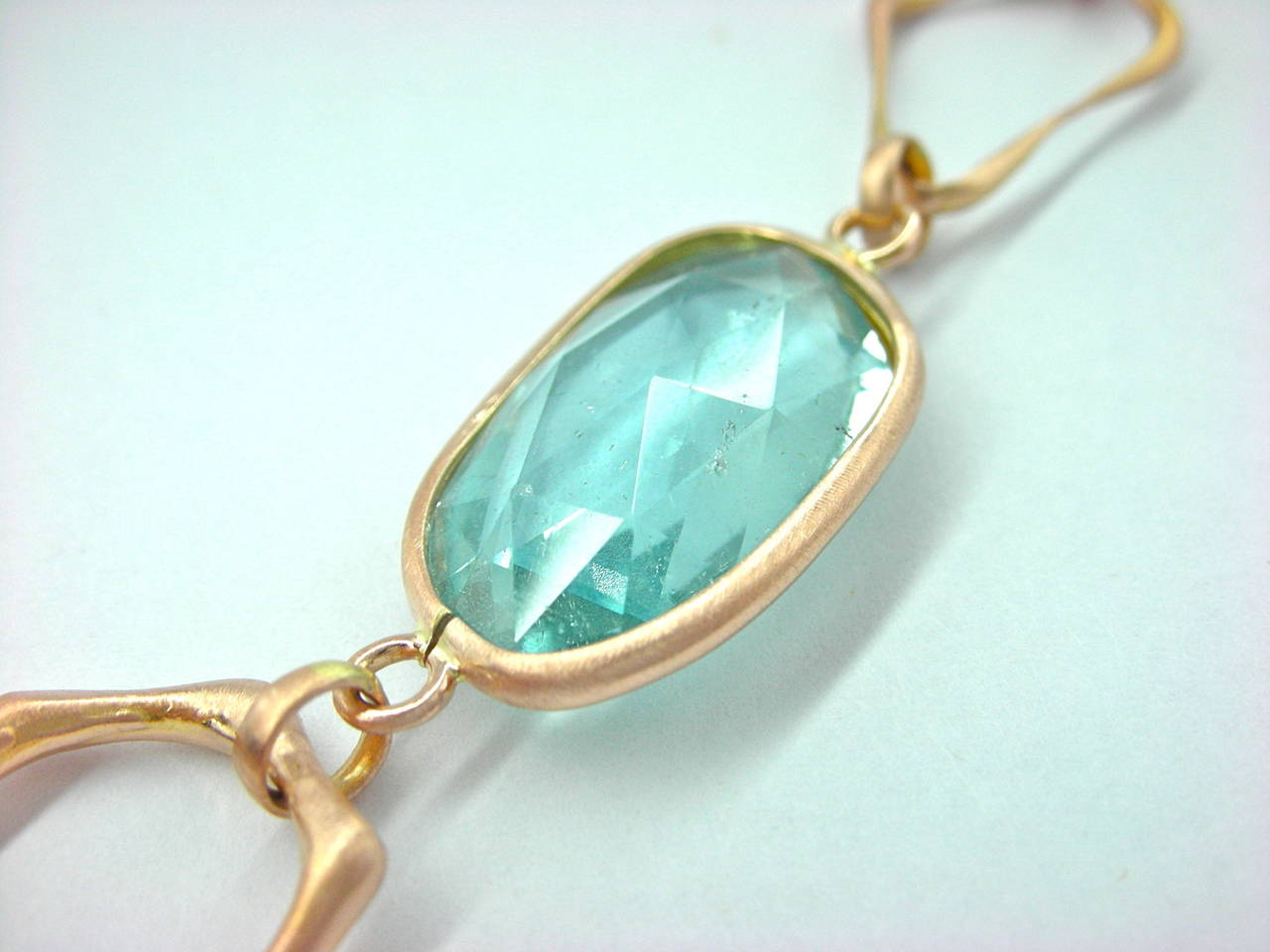 Women's Blue Topaz Gold Link Necklace