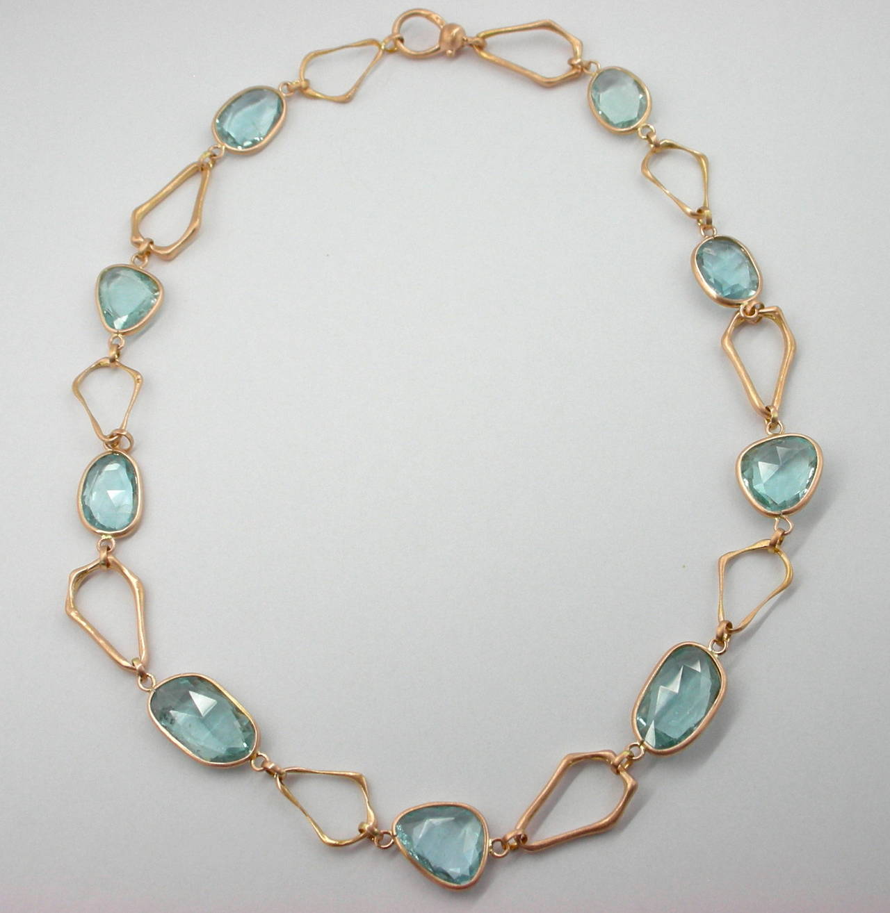 Blue Topaz Gold Link Necklace 1